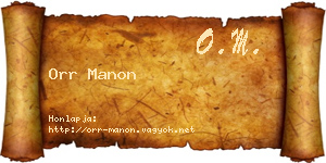 Orr Manon névjegykártya